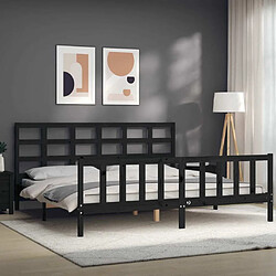 Acheter Maison Chic Lit adulte - Cadre Structure de lit avec tête de lit Contemporain noir 200x200 cm bois massif -MN90118