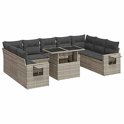 vidaXL Salon de jardin avec coussins 10 pcs gris clair résine tressée