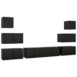 vidaXL Ensemble de meubles TV 8 pcs Noir Bois d'ingénierie