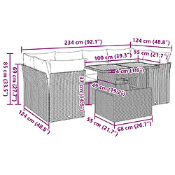 vidaXL Salon de jardin avec coussins 7 pcs beige résine tressée pas cher