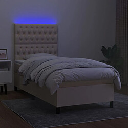 Avis vidaXL Sommier à lattes de lit et matelas et LED Crème 80x200 cm Tissu