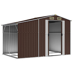 Helloshop26 Abri de jardin cabane cabanon maison de stockage remise extérieur hangar outils robuste 277 x 192,5 x 179 cm acier galvanisé marron 02_0022283