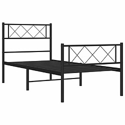 Maison Chic Lit adulte - Lit simple Cadre de lit métal avec tête de lit/pied de lit,Structure du lit Contemporain pour chambre noir 90x190 cm -MN82024 pas cher