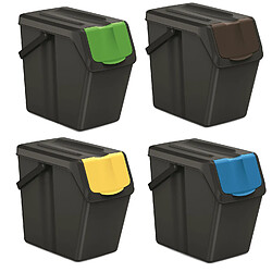 Ensemble de poubelles de tri Keden SORTI BOX 4x25l - noir recyclage