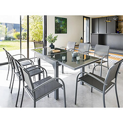 Table extensible carrée en verre Piazza 4/8 places Gris anthracite - Hespéride