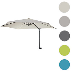 Mendler Parasol de mur Casoria, parasol déporté pour balcon ou terrasse, 3m inclinable ~ crème