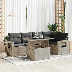 vidaXL Salon de jardin 6 pcs avec coussins gris clair résine tressée