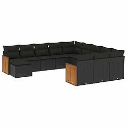 Maison Chic Salon de jardin 12 pcs avec coussins | Ensemble de Table et chaises | Mobilier d'Extérieur noir résine tressée -GKD65233