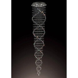 Luminaire Center Suspension Colorado Tall Corkscrew 9 Ampoules chrome poli/cristal hauteur 200 Cm