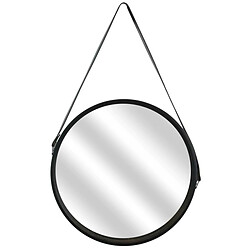 The Home Deco Factory Miroir rond 40 cm avec anse en polyuréthane Noir. Miroir rond 40 cm avec anse en polyuréthane Noir