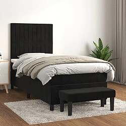 Maison Chic Lit Adulte - Lit simple Lit à sommier tapissier avec matelas moelleux - Meuble de Chambre - Noir 90x190 cm Velours -MN28467