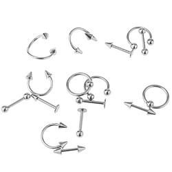 16 pièces 16g en acier inoxydable assorti sourcils oreille lèvre nombril bague argent