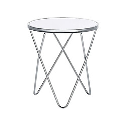 Beliani Table appoint blanche et argentée MERIDIAN II