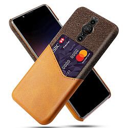 Coque en TPU + PU avec porte-carte orange pour votre Sony Xperia Pro-I