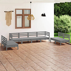 vidaXL Salon de jardin 8 pcs Gris Bois de pin massif