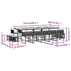 Acheter vidaXL Ensemble à manger de jardin et coussins 15 pcs beige