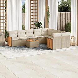 Maison Chic Salon de jardin avec coussins 10 pcs | Ensemble de Table et chaises | Mobilier d'Extérieur beige résine tressée -GKD24732