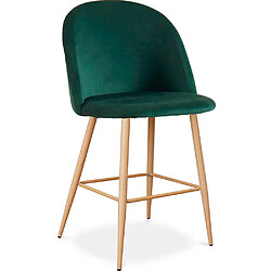 ICONIK INTERIOR Tabouret tapissé en velours - Design scandinave - 66cm - Evelyne Vert foncé