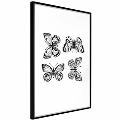 Paris Prix Affiche Murale Encadrée Butterfly Collection IV 20 x 30 cm Noir