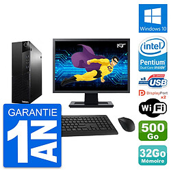 PC Lenovo M83 SFF Ecran 19" Intel G3220 RAM 32Go Disque 500Go Windows 10 Wifi - Occasion