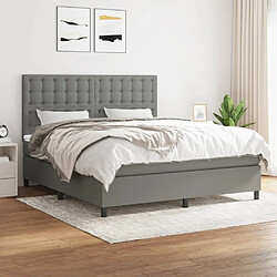 Maison Chic Lit adulte- Lit + matelas,Sommier à lattes de lit avec matelas Gris foncé 180x200cm Tissu -GKD21970