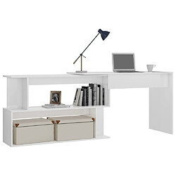 Avis Maison Chic Bureau solide,Table de travail,Bureau d'ordinateur d'angle Blanc brillant 200x50x76 cm Aggloméré -GKD52924