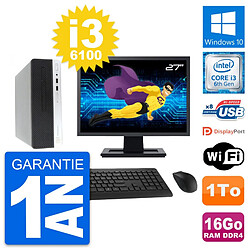 PC HP 400 G4 SFF Ecran 27" Intel i3-6100 RAM 16Go Disque Dur 1To Windows 10 Wifi - Occasion