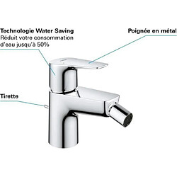 Acheter Mitigeur monocommande Bidet GROHE Start Edge - Tirette de vidage - Mousseur économique d'eau - Chromé