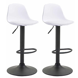 Decoshop26 Lot de 2 tabourets de bar moderne et confortable assise en PVC blanc coque en plastique et pieds en métal noir 10_0004237