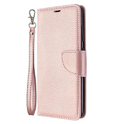 Wewoo Housse Coque Pour Galaxy A51 Litchi Texture Pure Color Horizontal Flip en cuir PU avec support et fentes cartes et portefeuille et lanière or rose