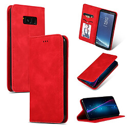 Wewoo Housse Coque Etui en cuir avec rabat horizontal magnétique Business Skin Feel pour Galaxy S8 + rouge