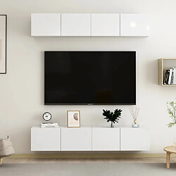 Maison Chic Meubles TV 4 pcs | Banc TV Moderne pour salon | Meuble de Rangement Blanc brillant 80x30x30 cm Aggloméré -MN86022