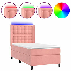 Sommier à lattes,Cadre à lattes de lit pour Adulte matelas et LED Rose 100x200 cm Velours -MN58044