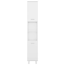 Maison Chic Armoire de salle de bain,Meuble de rangement,Meuble haut Blanc brillant 30x30x179 cm Aggloméré -GKD777967 pas cher