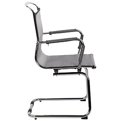 Decoshop26 Chaise fauteuil de bureau sans roulettes piétement luge en métal chromé assise en tissu maille gris 10_0003261