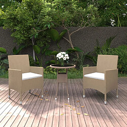 Maison Chic Mobilier à dîner 3 pcs de jardin - Ensemble table et chaises d'extérieur - Salon/Mobilier de jardin classique Résine tressée Beige -MN22029