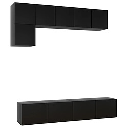 Maison Chic Ensemble de meubles TV 5 pcs | Banc TV Moderne pour salon | Meuble de Rangement - Noir Aggloméré -MN46632