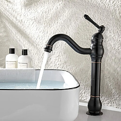 Elixir Robinet Salle Bain Haut Peut pivoter à 360 °Mitigeur Lavabo,RéTro Classique Robinet Salle de Bain Robinet Lavabo en Laiton,Noir 