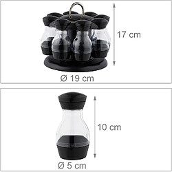 Helloshop26 Présentoir manège à épices tournant 8 pots transparent et noir 13_0002344