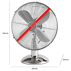 Ventilateur de table, Silencieux Rétro, Ø 25cm, 3 Vitesses Oscillant, Métallique, 30, Argent, Proficare, VL 3062 M pas cher