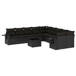 Maison Chic Salon de jardin 11 pcs avec coussins | Ensemble de Table et chaises | Mobilier d'Extérieur noir résine tressée -GKD58834