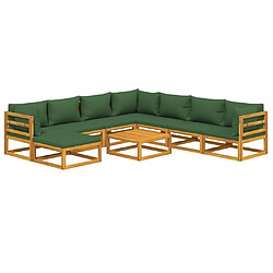 Avis Maison Chic Salon de jardin 9 pcs + coussins - Mobilier/Meubles de jardin - Table et chaises d'extérieur vert bois massif -MN53963