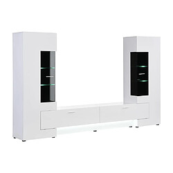 Acheter Vente-Unique Mur TV avec rangements et LEDs en MDF et verre - Blanc et noir - BANTRY