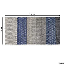 Beliani Tapis en laine à rayures bleu-gris 80 x 150 cm AKKAYA