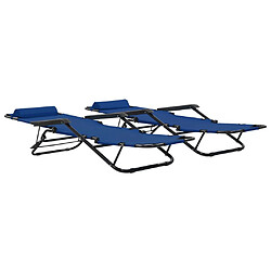 Helloshop26 Chaises longues pliables 2 pièces avec repose-pied acier bleu 02_0011941