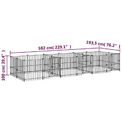 vidaXL Chenil d'extérieur pour chiens Acier 11,26 m² pas cher