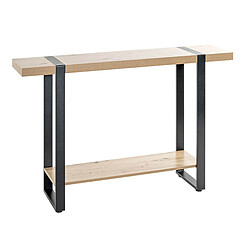 Pegane Meuble console, table console en bois coloris chêne et métal noir -longueur 120 x profondeur 30 x hauteur 82 cm pas cher