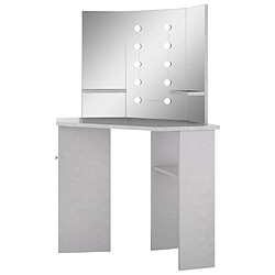 Avis Helloshop26 Coiffeuse table de maquillage design meuble mobilier de chambre d'angle avec led 111 x 54 x 141,5 cm gris 02_0006390