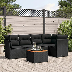 vidaXL Salon de jardin 6 pcs avec coussins noir résine tressée