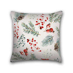 Alter Coussin avec impression numérique, 100% Made in Italy, Coussin de canapé décoratif, amovible et lavable, Modèle de Noël Vintage - Holly, 40x40x5 cm